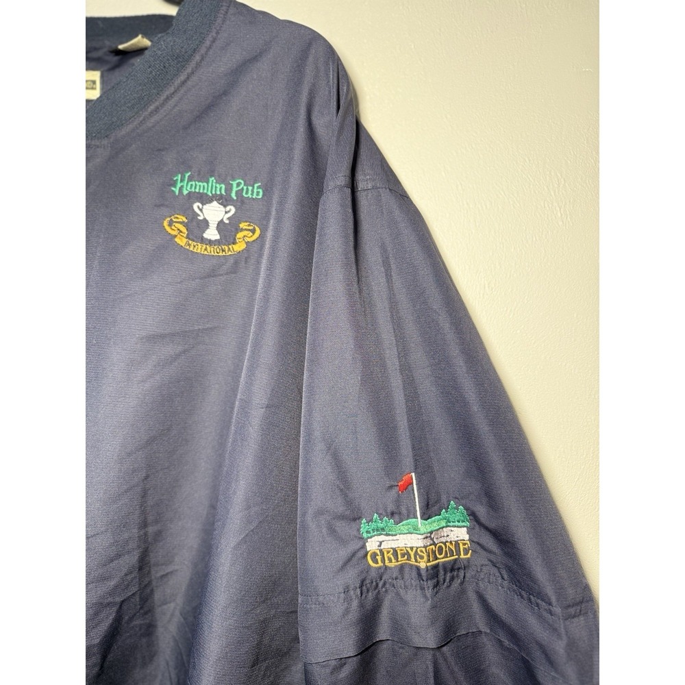 North End Greystone Golf Pullover Windbreaker Hamlin Pub Mens Large Navy - Picture 4 of 11